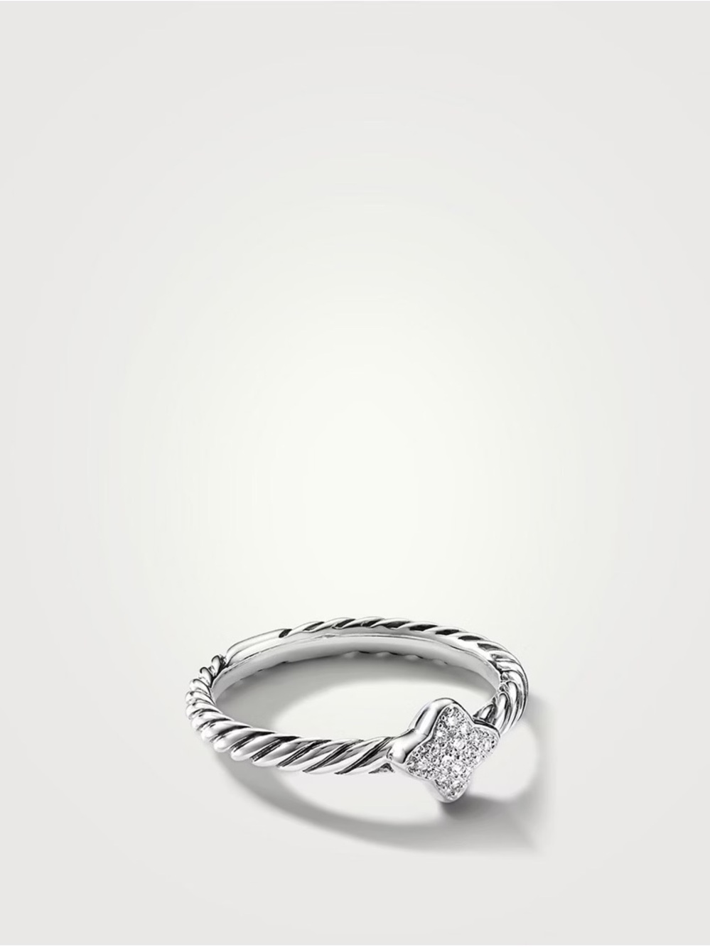 David Yurman Cable Collectibles Quatrefoil Ring in Sterling Silver with Diamonds